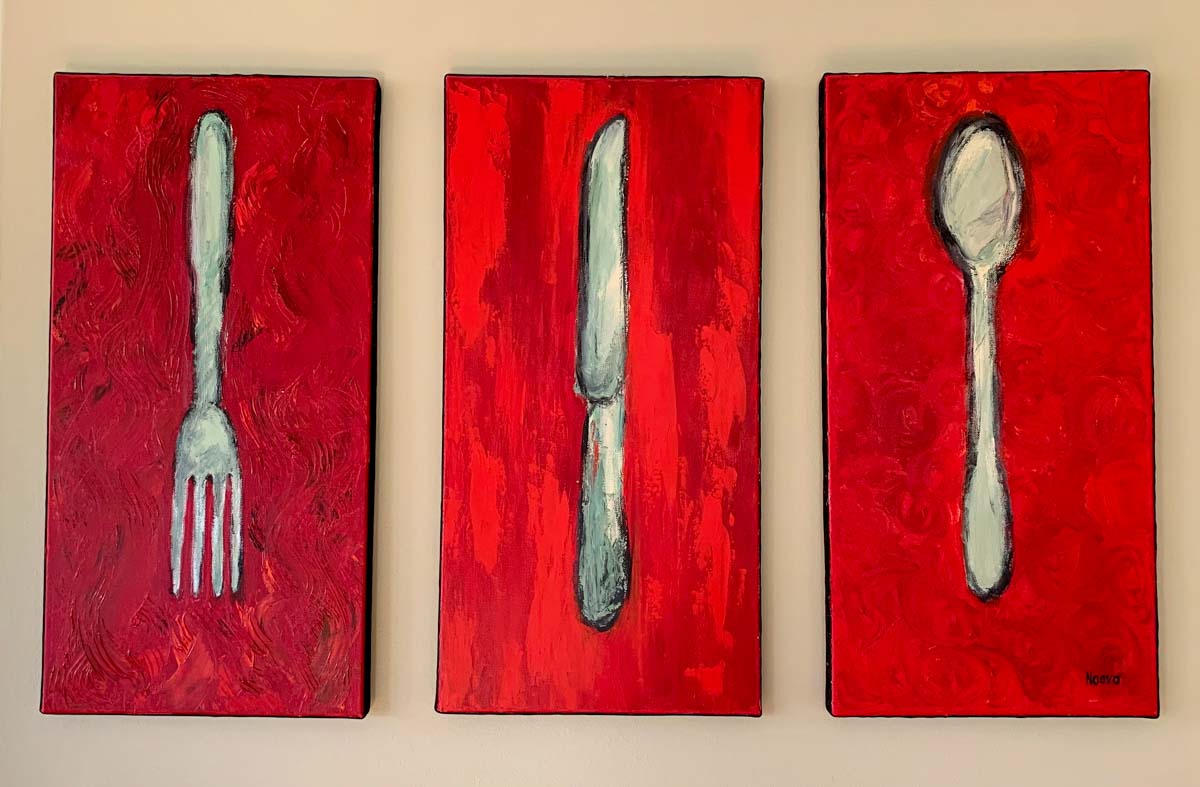 Painting of dining utensils by Naava Koblenz